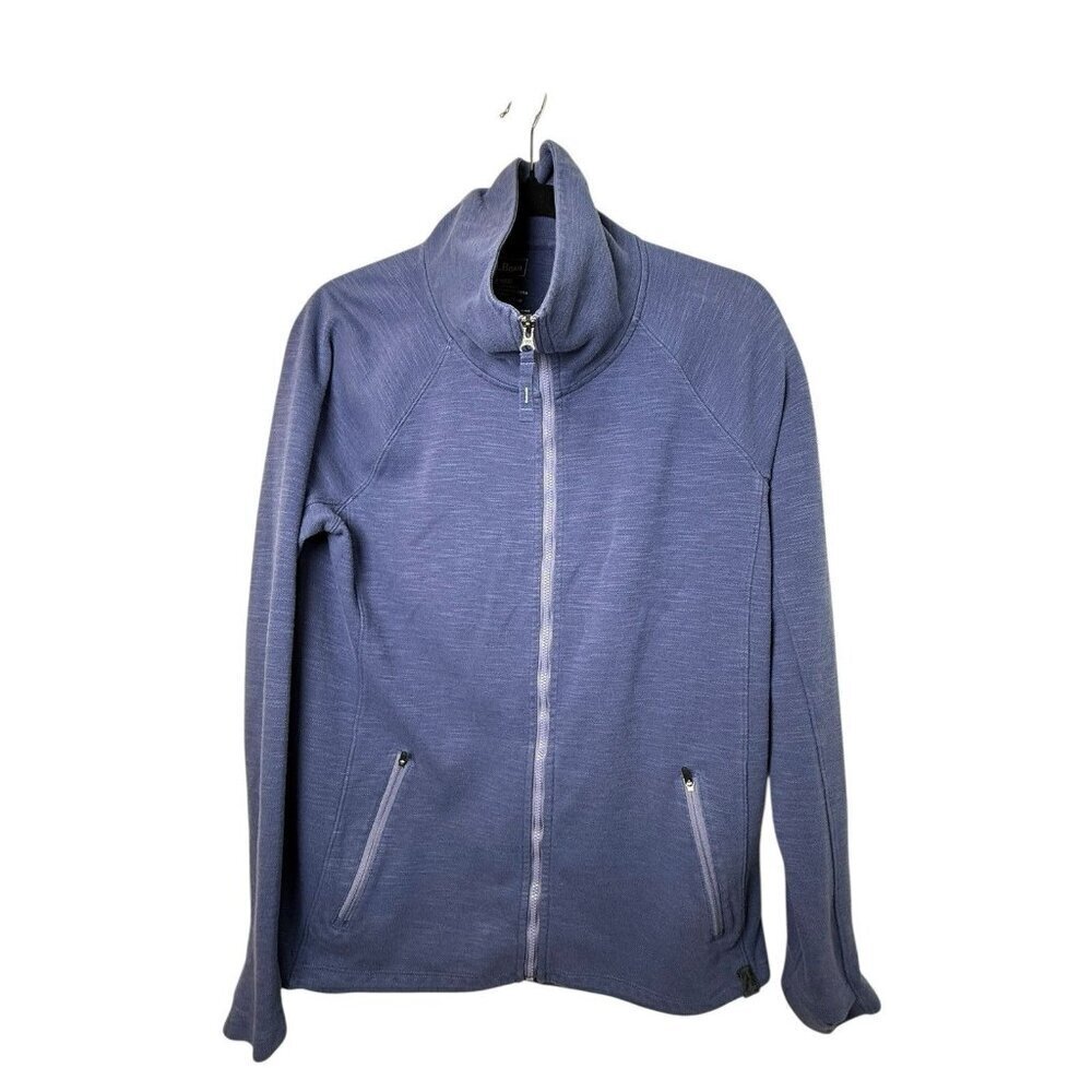 LL Bean Mock Neck Full Zip Jacket Periwinkle Women’s Medium Zipped Pockets